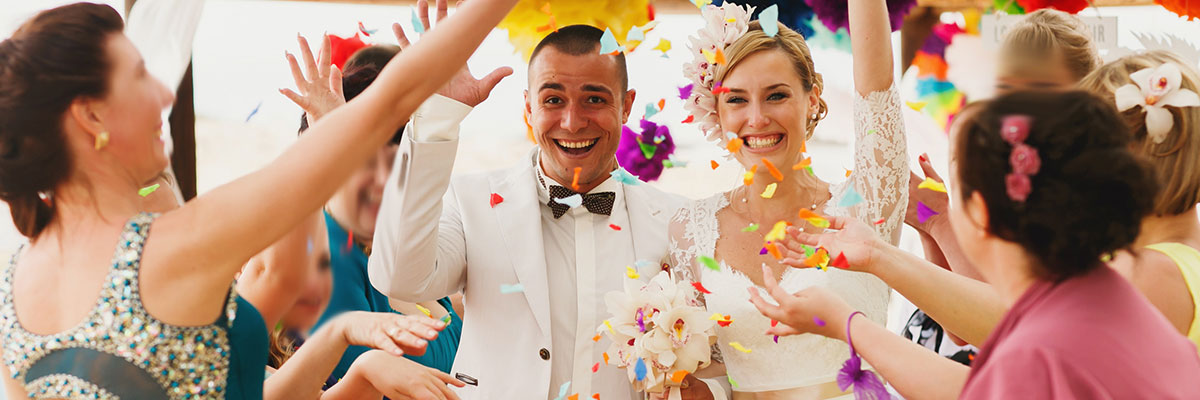 Colourful Confetti at a Wedding